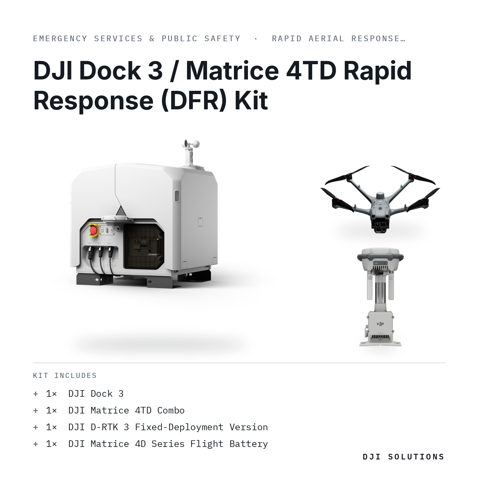 DJI Dock 3 / Matrice 4TD Rapid Response (DFR) Kit — kit contents graphic